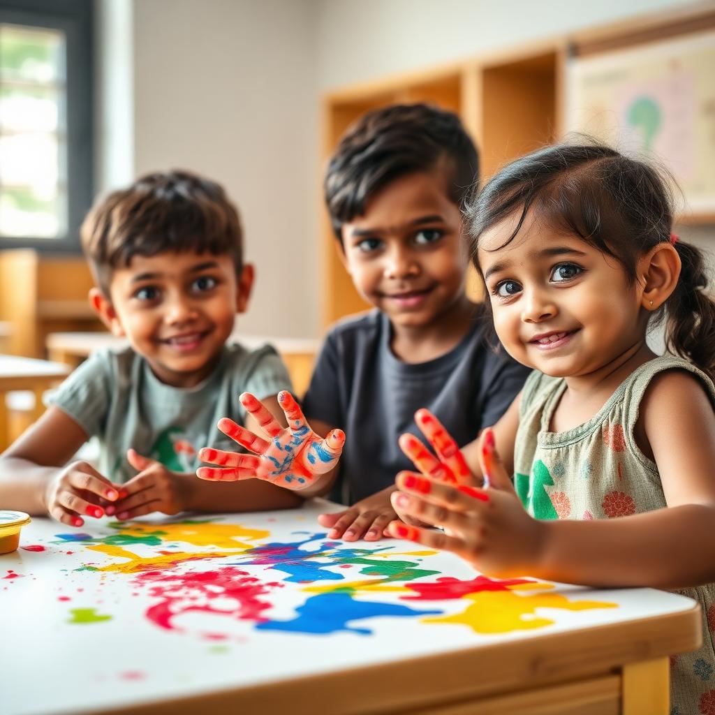 Toddlers enjoying art and painting during Playgroup at PlayWayKids