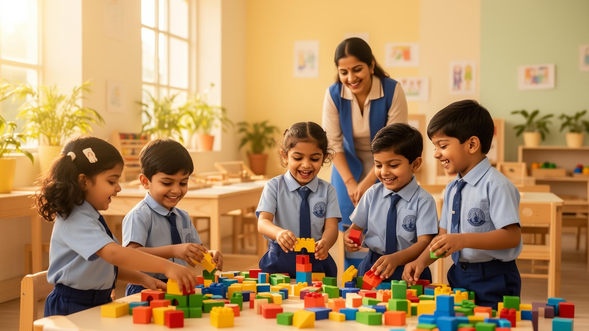 Happy children learning and playing together at PlayWayKids preschool